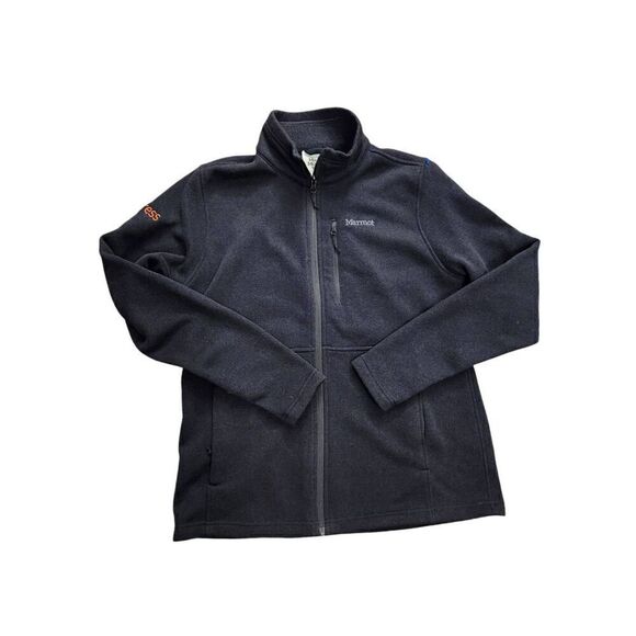 Marmot Fleece Full Zip Jacket womens large Zip pocket embroidered Polyester blk - Picture 1 of 8
